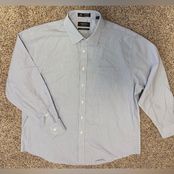 Nordstrom Men's Shop Smartcare Traditional Fit Dress Shirt - Blue Striped - Picture 8 of 11